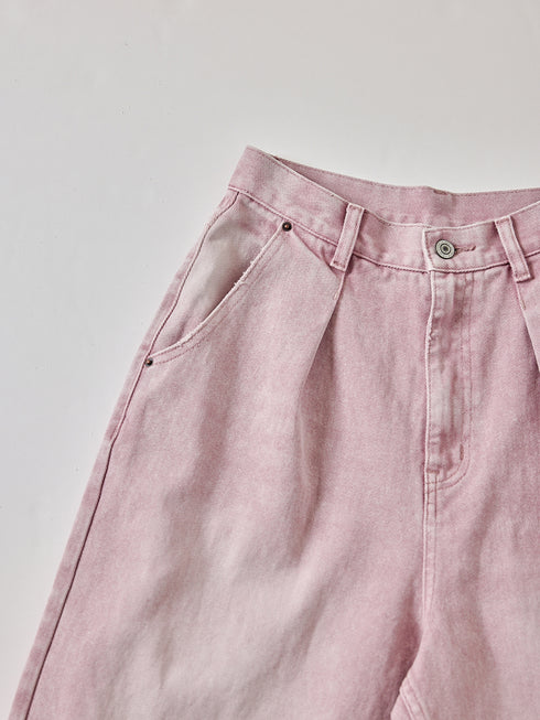 HIGH RISE TUCK WIDE PANTS / PINK /Y252-31064